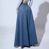 Denim Skirts Women Long Skirt A Line Single Breasted High Waist Jeans Vintage Maxi Simple Casual Elegant Splice Y2k Streetwear