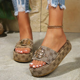 Women's Summer New Metal Decorative Designer Thick Soled Open Toe Sandals 2025 Luxury Brand Shallow Mouth Flat Women's Slippers