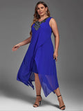 Plus Size Dress for Women Elegant Mesh Irregular Slim Long Dress 2023 Summer Casual Sleeveless Evening Party Dress 2XL 3XL 4XL