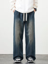 Plus Size M-8XL Baggy Jeans Men's Blue Black Streetwear Elastic Waist Y2K Trousers Fashion Straight Leisure Wide Denim Pants
