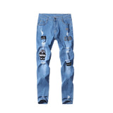 Punk Plus Size Pants Men Skinny Ripped Hole Patchwork Jeans Slim Pencil Denim Hip Pop Trousers Autumn Winter Streetwear Men's