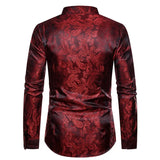 2025 New Men Fashion Medieval Floral Black Dress Shirts Stylish Long Sleeve Steampunk Shirt Men Party Club Bar Social Shirt Male