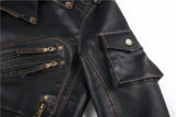 PLUS Size Leather Coats Male Luxury Brand Winter Mens Fashion Motorcycle PU Leather Jacket Cool Zipper Pockets Leather Jacket