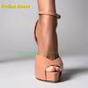 Peep Toe Platform Buckle Strap Red Sandals Pointed Toe Thin Heel Slingback Sexy Women Runway Show Shoes Spicy Girl Party Trend