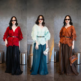 Plus Size 2 Piece Sets Woman Outfit Luxury Elegant Pleated Tops And Skirts For Women Casual Clothing Female African Prom Party