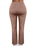 Women's Clothing Autumn and Winter Casual Simple Fashion Slim Ribbed Leggings Solid Color High Waist Trousers for Women