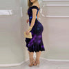 Women'S Party Dress Sexy Off Shoulder Split Ruffle Solid Bodycon Knee-Length Dress Fashion Glitter Party Elegant Dresses Vestido