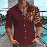 Men's Loose Shirt Dress Shirts Casual Streetwear Fashion Gold Stamping Printed Long Sleeve Cardigan Shirt Male Tops