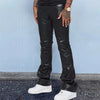 Mens Leather Pants Autumn New Casual Street Fashion Solid Color Bell Bottoms Joker Casual Pants Men