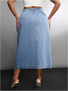 ZMTUO Women's Plus Size Denim Long Skirt Is Decorated with American Retro Casual Style Long Skirt