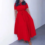 Elegant Party Dresses for Woman 2024 Round Neck Short Sleeve Sashes Ankle Length Fashion Female Birthday Party Dinner Vestidos