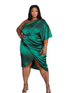 Plus Size Women Clothing One Shoulder Wedding Dress Big Lady Elegant Satin Short Dress Dresses 5xl Wholesale Bulk Dropshipping
