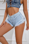 4013 # Sexy New High Waist Elastic Plus Size Cake Skirt Trousers Casual Denim Shorts Women's Jeans