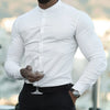 Men's  Casual Shirt Slim Fit Micro-elastic Long Sleeve Comfortable Versatile Stand Collar Tops Camisas  Men Dress Shirt