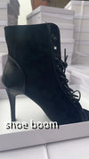 Lace-Up Sandals Heels 9CM Women's Shoes Summer 2024 Trend Black Sexy Peep Toe Boots Fashion Cloth Stilettos Jazz Dance Female