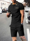 Men's Short Sleeved Shorts PO LO Shirt Set T Shirt Sports And Leisure Set Home Short Sleeved Shorts Set 2 Piece