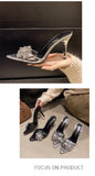 Designer Summer Pointed Toe High Heel Crystal Slippers for Women Fashion Slip-On Sexy Stripper Thin Heel Dress Slides
