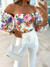 Elegant Floral Blouses For Women Sexy Backless Off Shoulder Crop Top Youth White Blouse Fashion Summer Women Clothing 2024