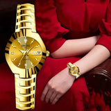 ORUSS Relogio Feminino Couple Watch Men Quartz watch for Lovers Luxury Womens wristwatch Week Display Stainless Steel Waterproof