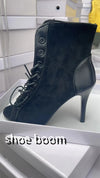 Lace-Up Sandals Heels 9CM Women's Shoes Summer 2024 Trend Black Sexy Peep Toe Boots Fashion Cloth Stilettos Jazz Dance Female