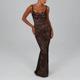 Women's Clothing 2025 New Lace Camisole Fashionable Temperament Dress Long Skirt Off Shoulder Slim Fit Dress Summer Dress Dress