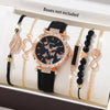 6PCS Set Watch For Women Luxury Leather Analog Ladies Quartz Wrist Watch Fashion Bracelet Watch Set Female Relogio Feminino
