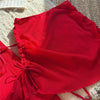 Solid White String Halter Bikinis Sets 4 Pieces Sexy Swimsuit Women Long Sleeve Cover Ups Tops Skirts Swimwear Bikini Beachwear