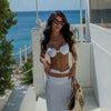3 Pieces Bikini Set Sexy Women Swimsuit Swimwear Female Solid Long Skirt Cover Up Bikini Set Biquini Bathing Suit Swimming Suit