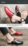 Leather Shoes Mens Designer Dress Formal Leather Shoes Fashion Wedding Casual Slides Men Loafers Driving Half Shoes