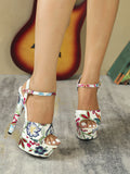 Women's Flower Platform Summer Catwalk Model High Heels Thin Heel Sexy Waterproof Table 15cm Super Sandals  LFD-8661-W5