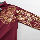 Men's Business Shirts Men Dress Shirt Casual Streetwear Black Gold Stamping Printed Shirt Design Turn Down Collar Male Tops