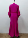 Women Elegant Evening Party Dresses 2025 New Spring Summer Solid Color Deep V-Neck Split-Front Bandage Banquet Prom Gown
