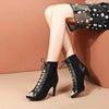 Lace-Up Sandals Heels 9CM Women's Shoes Summer 2024 Trend Black Sexy Peep Toe Boots Fashion Cloth Stilettos Jazz Dance Female