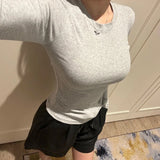 Woman Clothing Short Sleeve T-shirt Slim Fit Tops Female O-Neck Knitted Sheath Tee Shirt Street Wear Sex Sporty 2025 Y2K New