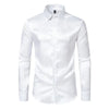 Nightclub Dress Red Satin Shirts Men Clothing Silk Like Long Sleeve Roupas Masculinas Mens Sexy Wedding Party Button Up Shirts