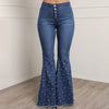 Women's casual jeans, fashionable studded Button flared y2k jeans