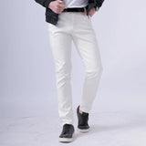 Men Leather Pants Skinny Fit Elasti Fashion PU Leather Trousers Motorcycle Pants Wet Look Stretch Faux Leather Streetwear