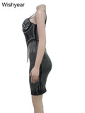 Elegant Evening Birthday Party Dresses for Women Halter Neck Mesh Patchwork Diamonds Rhinestones Prom Club Bodycon Midi Vestidos