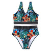 Plus Size Swimsuit Leaves Printed High Waist Two Pieces Bikini Set Swimsuit Female Women Beachwear Swimwear Bather Bathing Suit