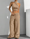 Women's Clothing Summer Casual Solid Color 2 Piece Set New Backless Cross-chest Wrapping Sexy Tank Top & Wide-leg Trousers Pants