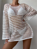 Women's Plus Size Swim Cover Up – Long Sleeve Beach Tunic Dress for Sun Protection, Swimwear Bikini Wrap, Ladies Sports Swimwear