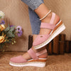 Summer Women Linen Plain 6cm Wedge Sandals Handmade Ladies Casual Comfortable womens shoes