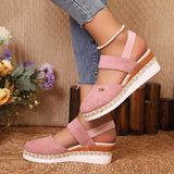 Summer Women Linen Plain 6cm Wedge Sandals Handmade Ladies Casual Comfortable womens shoes