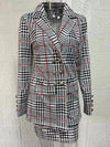Sets for Women 2 Pieces 2024 Spring Plaid Print Notched Neck Long Sleeve Blazer & Elegant High Waist Mini Skirt Set Office Lady