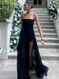 Mozision Elegant Strapless Sexy Maxi Dress For Women Gown With Scarf Off-shoulder Sleeveless Backless Split Beach Long Dress