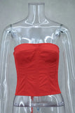 Women Sexy Red 3D Flowers Dress Sets Y2K Fishbone Bandage Adjustable Tube Top Flower Mini Skirt Suit High Street Women Outfits