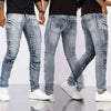 2025 Jeans Men's Small Straight Leg Denim Design Pants New Slim Fit Small Hole Long Pants High Street Classic High Quality Mens