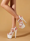 Eilyken Classics Super Ultra-High Heels 16 CM Womens Sandals Sexy Buckle Strap Platform Banquet Pumps Shoes Zapatos Mujer