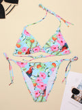 Women's Swimwear 2022 Push Up Bikini Two Pieces Swimsuits Halter Bandage Bathing Suits Sexy Thong Bikini Sets Summer Beach Wear