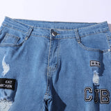 Punk Plus Size Pants Men Skinny Ripped Hole Patchwork Jeans Slim Pencil Denim Hip Pop Trousers Autumn Winter Streetwear Men's
